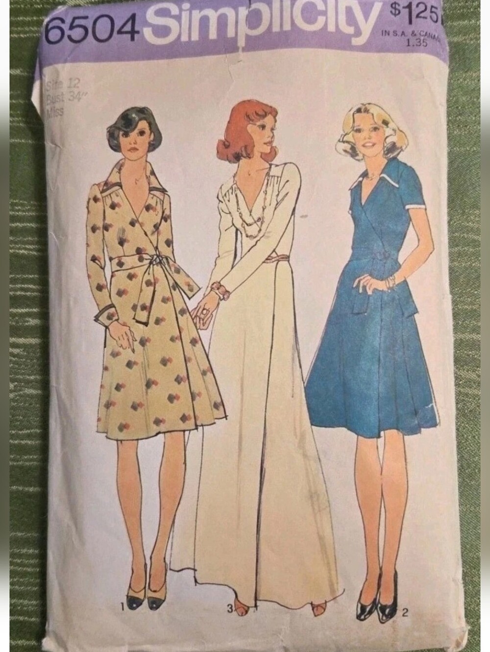 70's Simplicity Dress Pattern 6504 Size 12‎ Bust 34"
